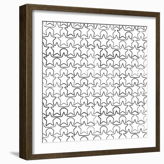 Seamless Pattern With Ink Stars Drawing-Swill Klitch-Framed Art Print