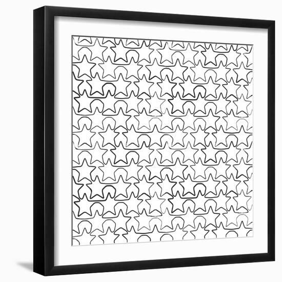 Seamless Pattern With Ink Stars Drawing-Swill Klitch-Framed Art Print