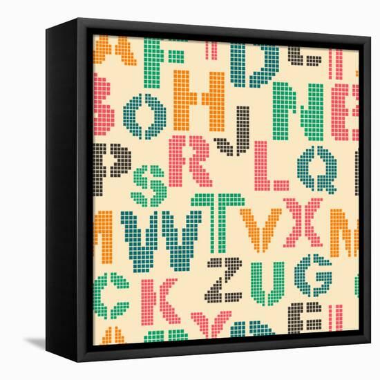 Seamless Pattern with Letters of the Alphabet-Elenapro-Framed Stretched Canvas