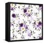 Seamless Pattern with Lisianthus Flowers. Vector Illustration.-Naddiya-Framed Stretched Canvas