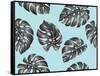 Seamless Pattern with Monstera Leaves. Decorative Image of Tropical Foliage.-incomible-Framed Stretched Canvas