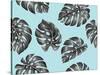 Seamless Pattern with Monstera Leaves. Decorative Image of Tropical Foliage.-incomible-Stretched Canvas