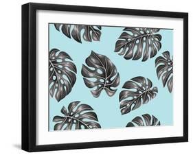 Seamless Pattern with Monstera Leaves. Decorative Image of Tropical Foliage.-incomible-Framed Art Print