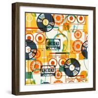 Seamless Pattern with Musical Instruments in Flat Design Style.-incomible-Framed Art Print