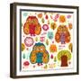 Seamless Pattern with Owls-Molesko Studio-Framed Art Print