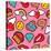 Seamless Pattern with Pink Girl Icons in Pop Art Style, Emoji, Love, and Rainbow Stitch Patches-Cienpies Design-Stretched Canvas