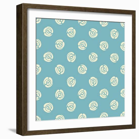 Seamless Pattern with Polka Dots (Abstract Roses)-Baksiabat-Framed Art Print