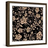 Seamless Pattern with Rose Flowers-seamartini-Framed Art Print