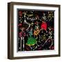 Seamless Pattern with Skeletons. Day of the Dead (Dia De Los Muertos). the Skeleton Dance.-Moloko88-Framed Art Print