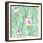 Seamless Pattern with Styled Spring Blossoms-lozas-Framed Art Print