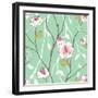 Seamless Pattern with Styled Spring Blossoms-lozas-Framed Art Print