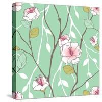 Seamless Pattern with Styled Spring Blossoms-lozas-Stretched Canvas