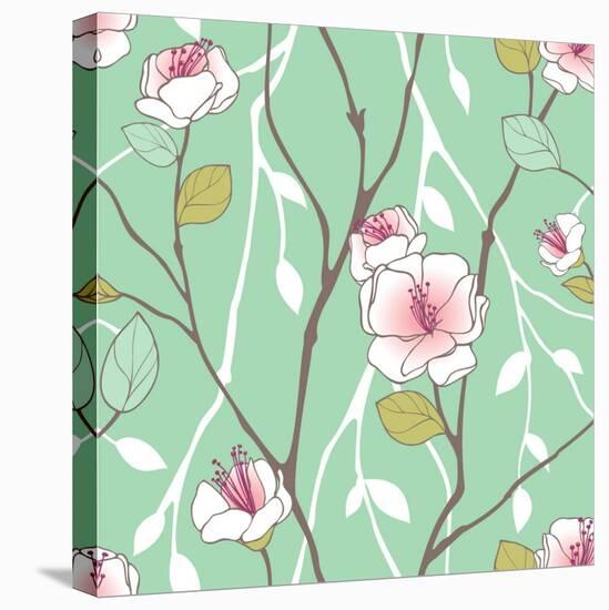 Seamless Pattern with Styled Spring Blossoms-lozas-Stretched Canvas