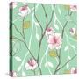 Seamless Pattern with Styled Spring Blossoms-lozas-Stretched Canvas