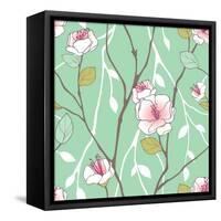 Seamless Pattern with Styled Spring Blossoms-lozas-Framed Stretched Canvas