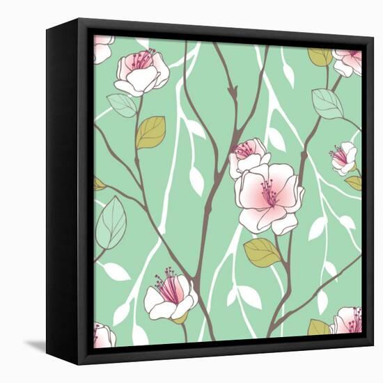 Seamless Pattern with Styled Spring Blossoms-lozas-Framed Stretched Canvas