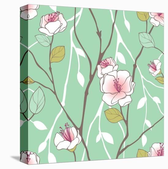 Seamless Pattern with Styled Spring Blossoms-lozas-Stretched Canvas