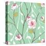 Seamless Pattern with Styled Spring Blossoms-lozas-Stretched Canvas