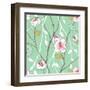 Seamless Pattern with Styled Spring Blossoms-lozas-Framed Art Print