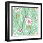 Seamless Pattern with Styled Spring Blossoms-lozas-Framed Art Print