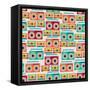 Seamless Pattern With Tape Recorders And Audio Cassette-incomible-Framed Stretched Canvas