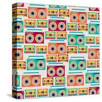 Seamless Pattern With Tape Recorders And Audio Cassette-incomible-Stretched Canvas