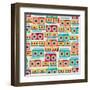 Seamless Pattern With Tape Recorders And Audio Cassette-incomible-Framed Art Print