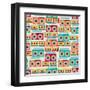 Seamless Pattern With Tape Recorders And Audio Cassette-incomible-Framed Art Print