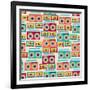 Seamless Pattern With Tape Recorders And Audio Cassette-incomible-Framed Art Print