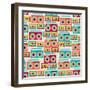 Seamless Pattern With Tape Recorders And Audio Cassette-incomible-Framed Art Print