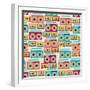 Seamless Pattern With Tape Recorders And Audio Cassette-incomible-Framed Art Print