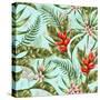 Seamless Pattern with Tropical Flowers in Watercolor Style-hoverfly-Stretched Canvas
