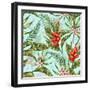 Seamless Pattern with Tropical Flowers in Watercolor Style-hoverfly-Framed Art Print