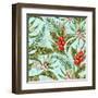 Seamless Pattern with Tropical Flowers in Watercolor Style-hoverfly-Framed Art Print