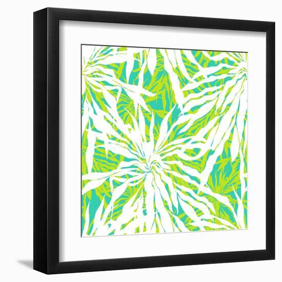 Seamless Pattern with Tropical Palm Leaves-tukkki-Framed Art Print