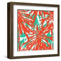 Seamless Pattern with Tropical Palm Leaves-tukkki-Framed Art Print