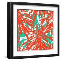 Seamless Pattern with Tropical Palm Leaves-tukkki-Framed Art Print