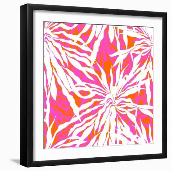 Seamless Pattern with Tropical Palm Leaves-tukkki-Framed Art Print