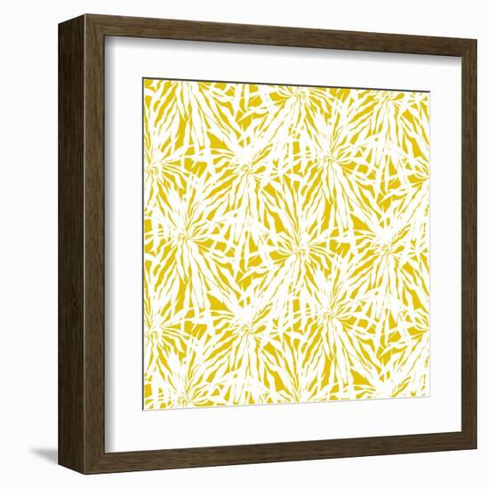 Seamless Pattern with Tropical Palm Leaves-tukkki-Framed Art Print