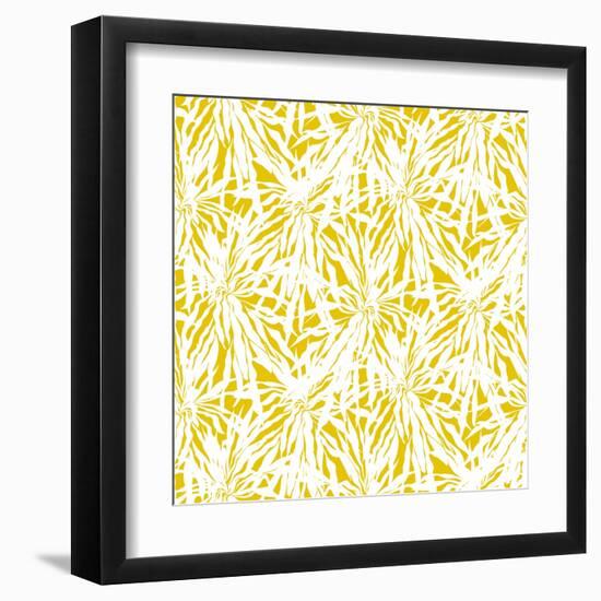 Seamless Pattern with Tropical Palm Leaves-tukkki-Framed Art Print