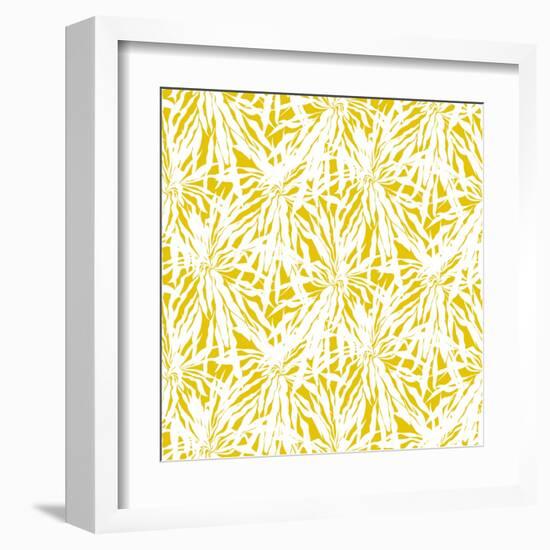 Seamless Pattern with Tropical Palm Leaves-tukkki-Framed Art Print