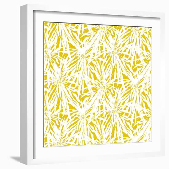 Seamless Pattern with Tropical Palm Leaves-tukkki-Framed Art Print