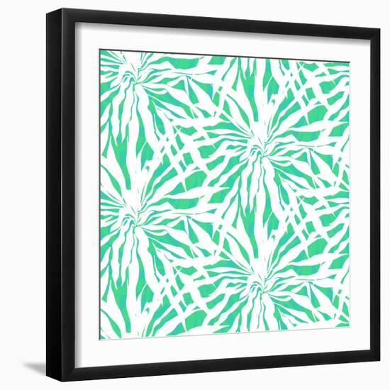 Seamless Pattern with Tropical Palm Leaves-tukkki-Framed Art Print