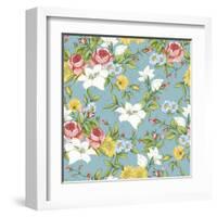 Seamless Pattern with Vintage Wildflowers-Varvara Kurakina-Framed Art Print