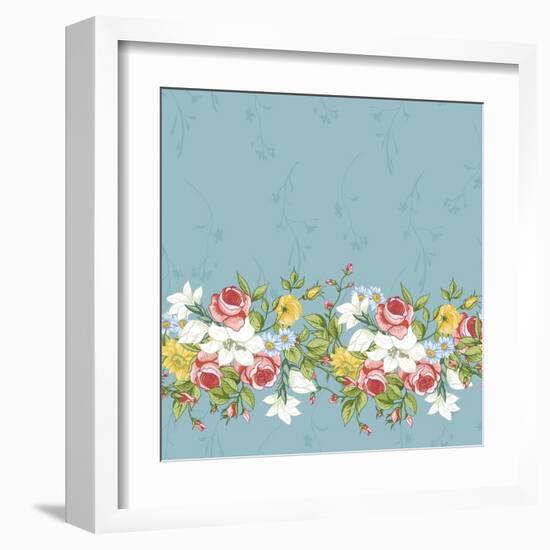 Seamless Pattern with Vintage Wildflowers-Varvara Kurakina-Framed Art Print