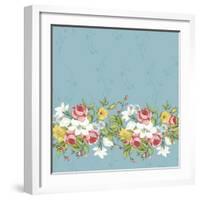 Seamless Pattern with Vintage Wildflowers-Varvara Kurakina-Framed Art Print