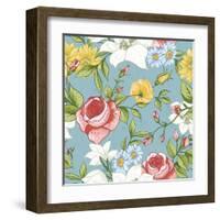 Seamless Pattern with Vintage Wildflowers-Varvara Kurakina-Framed Art Print