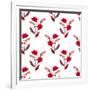 Seamless Red Floral Pattern on White-Fuzzyfox-Framed Art Print