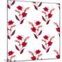 Seamless Red Floral Pattern on White-Fuzzyfox-Mounted Art Print