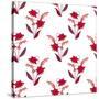 Seamless Red Floral Pattern on White-Fuzzyfox-Stretched Canvas